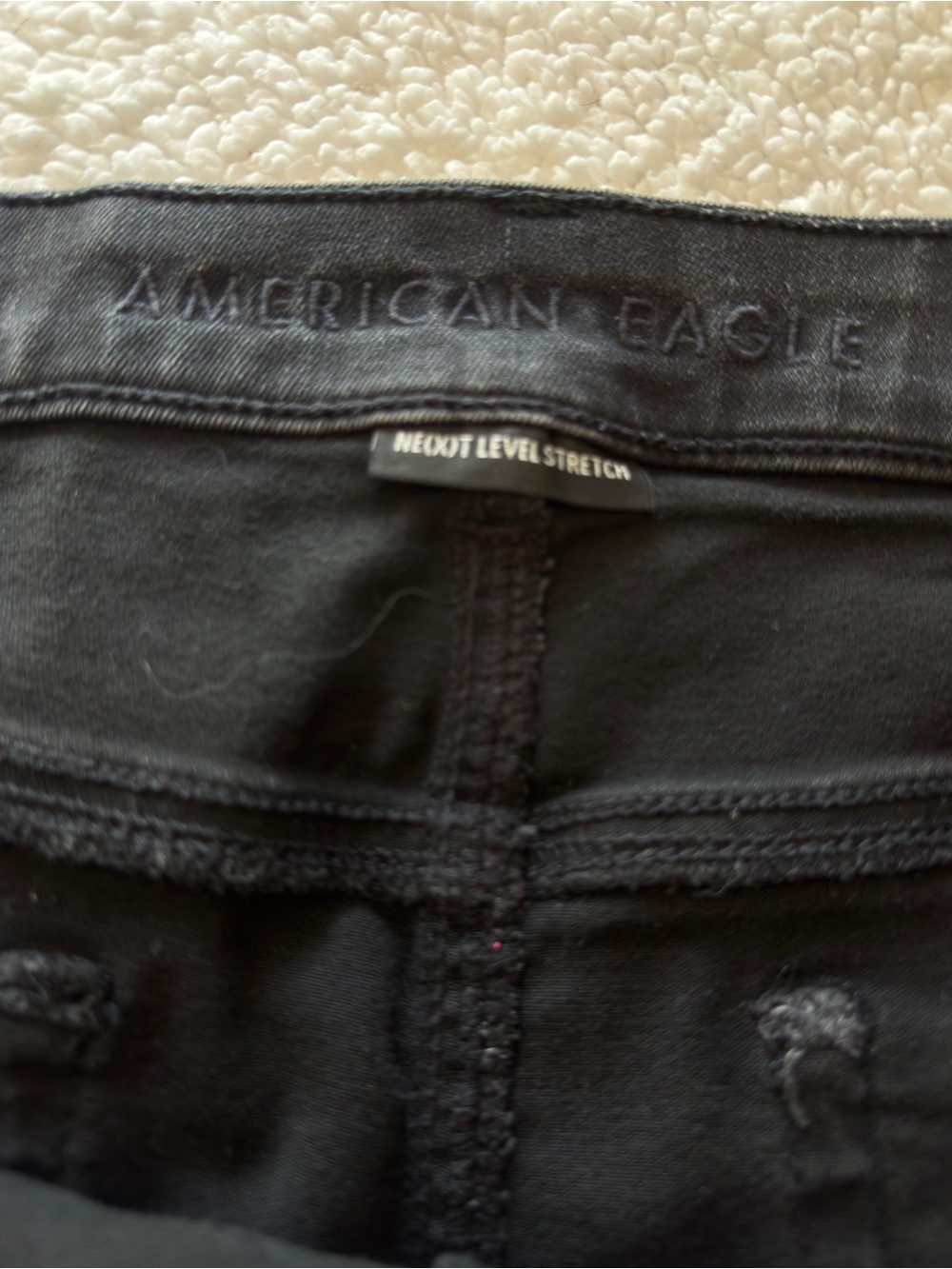 American Eagle Outfitters Black High-Rise Button-Front Jean Shorts, stretch 18 - Picture 5 of 10